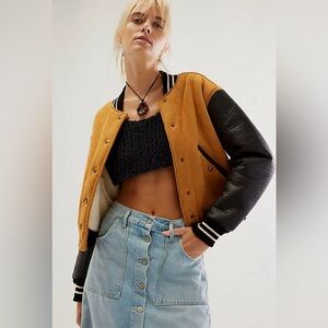 Blank NYC Tan and Black Bomber Jacket